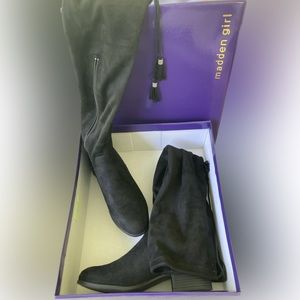 Madden Girl black suede over the knee boots